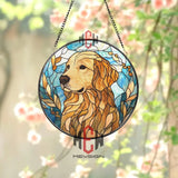 Golden Retriever Stained Glass Suncatcher Dog Lover Window Hanging Pet Memorial Glass Art Golden Dog Decor Animal Gift