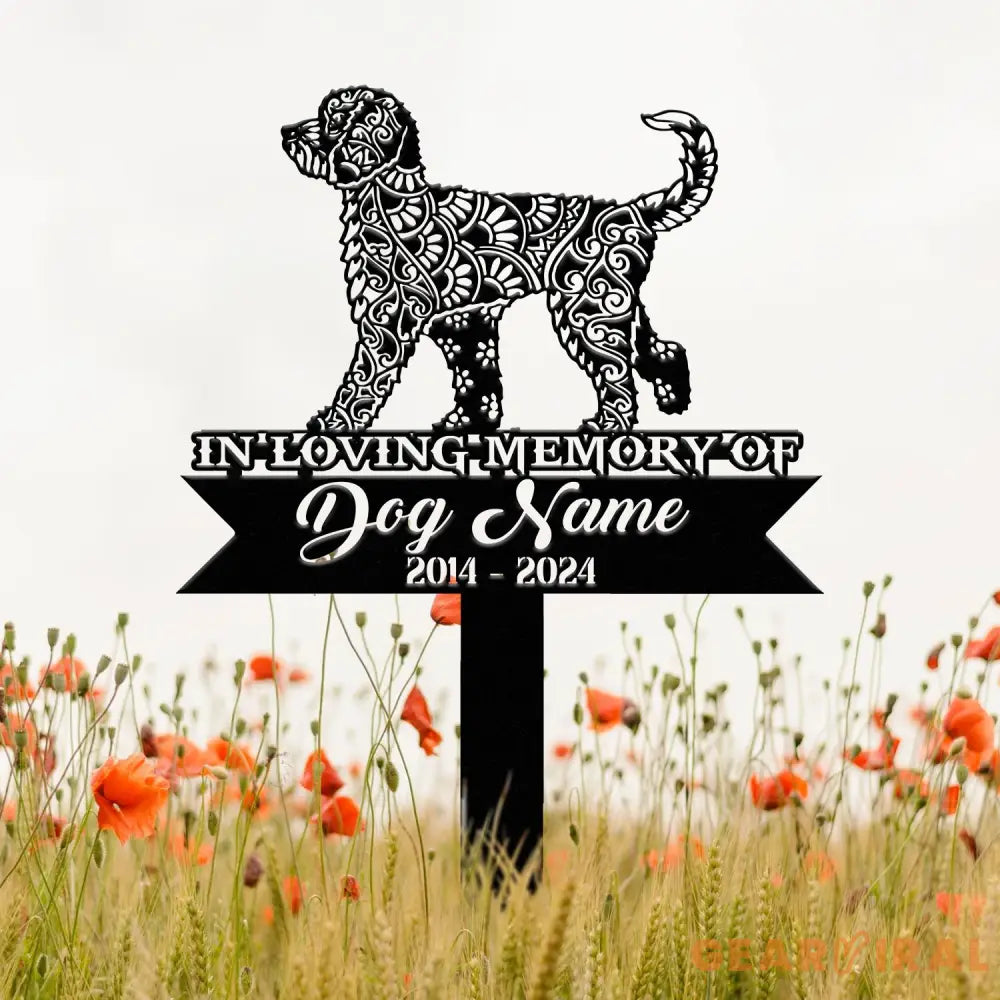 Goldendoodle Mandala Garden Stake Metal Zentangle Dog Yard Art Pet Loss Memorial Custom Goldendoodle Grave Marker Dog