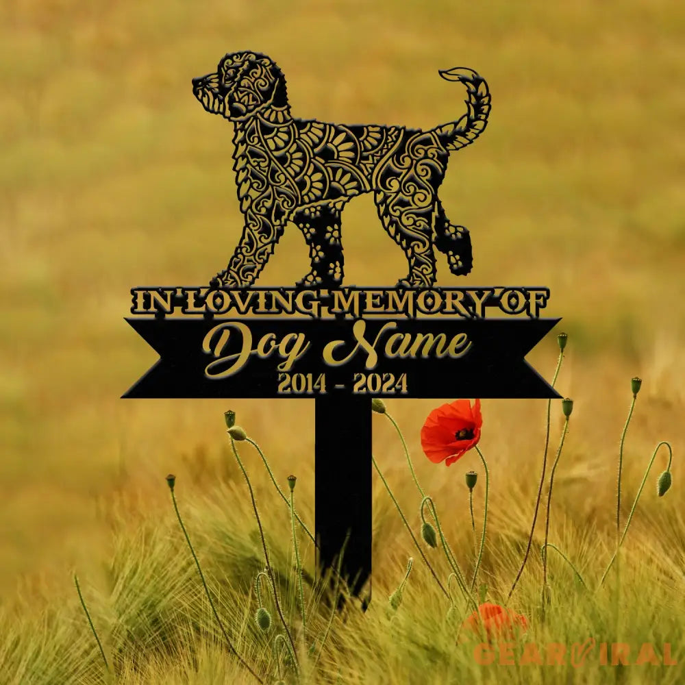 Goldendoodle Mandala Garden Stake Metal Zentangle Dog Yard Art Pet Loss Memorial Custom Goldendoodle Grave Marker Dog