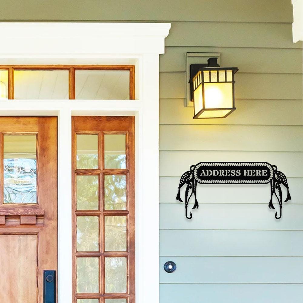 Gone Fishing Metal LED Sign, Personalized Family Name Metal Sign, Outdoor Door Decor,  Address Wall Art, Perfect Gift for Housewarming