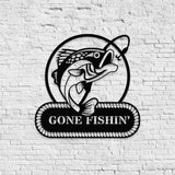 Gone Fishing Metal LED Sign, Personalized Family Name Metal Sign, Outdoor Door Decor,  Address Wall Art, Perfect Gift for Housewarming