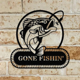 Gone Fishing Metal LED Sign, Personalized Family Name Metal Sign, Outdoor Door Decor,  Address Wall Art, Perfect Gift for Housewarming