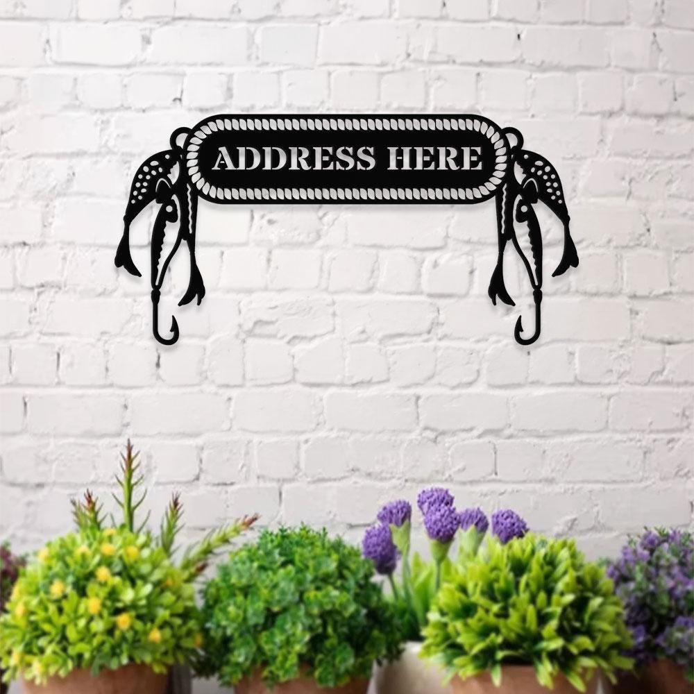 Gone Fishing Metal LED Sign, Personalized Family Name Metal Sign, Outdoor Door Decor,  Address Wall Art, Perfect Gift for Housewarming