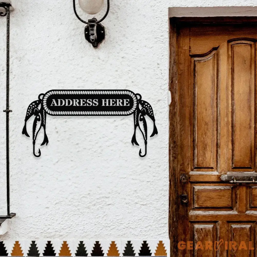 Gone Fishing Metal LED Sign Personalized Family Name Metal Sign Outdoor Door Decor Address Wall Art Perfect Gift for