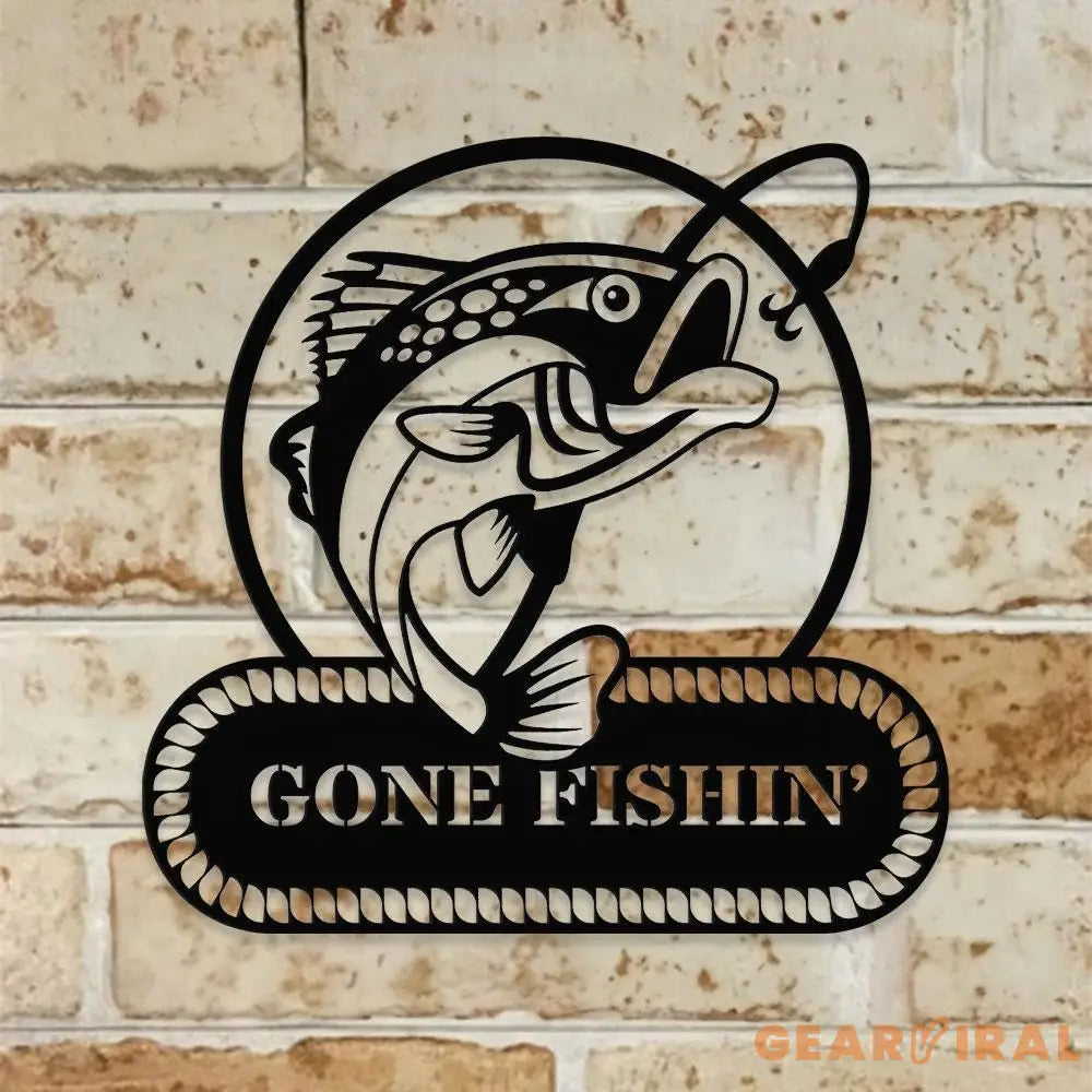 Gone Fishing Metal LED Sign Personalized Family Name Metal Sign Outdoor Door Decor Address Wall Art Perfect Gift for