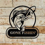 Gone Fishing Metal LED Sign Personalized Family Name Metal Sign Outdoor Door Decor Address Wall Art Perfect Gift for