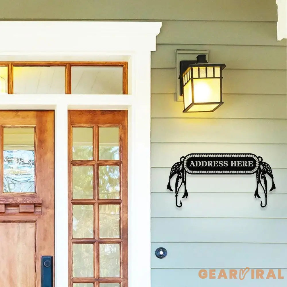 Gone Fishing Metal LED Sign Personalized Family Name Metal Sign Outdoor Door Decor Address Wall Art Perfect Gift for