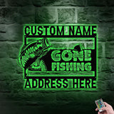 Gone Fishing Number Address Metal Sign, Personalized Family Name Metal Sign, Outdoor Door Decor,  Address Wall Art, Gift for Housewarming