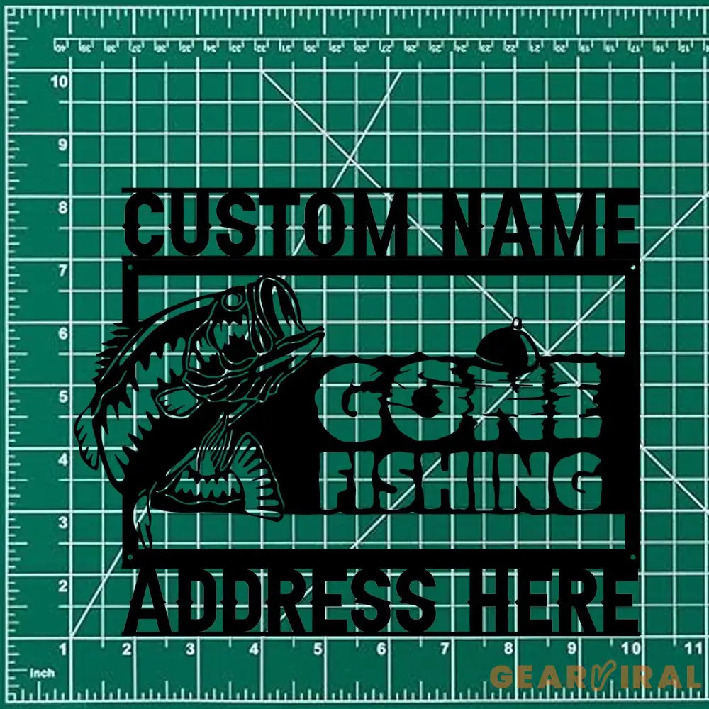 Gone Fishing Number Address Metal Sign Personalized Family Name Metal Sign Outdoor Door Decor Address Wall Art Gift for