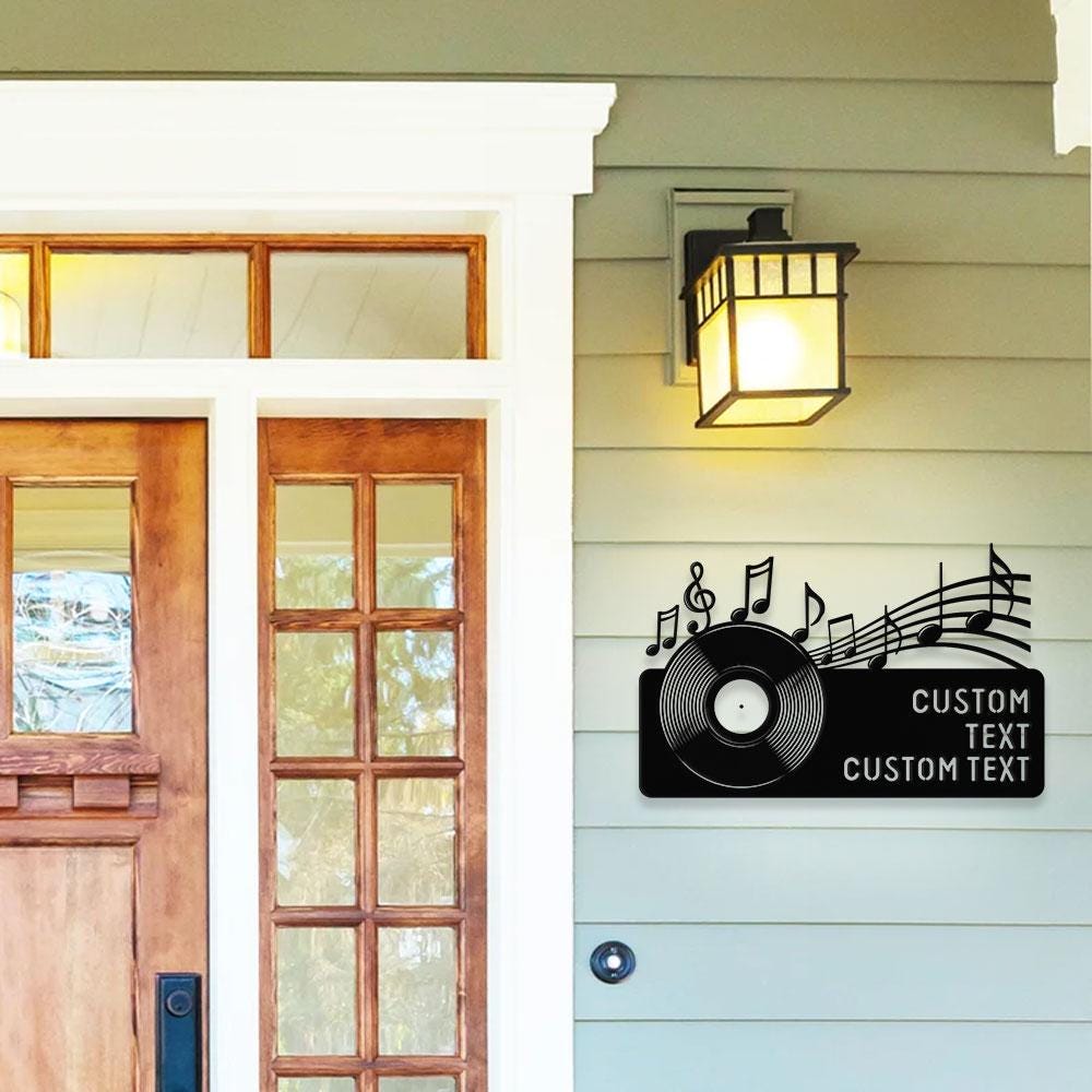 Gramophone Address Metal Sign, Personalized Family Name Metal Sign, Outdoor Door Decor,  Address Wall Art, Perfect Gift for Housewarming
