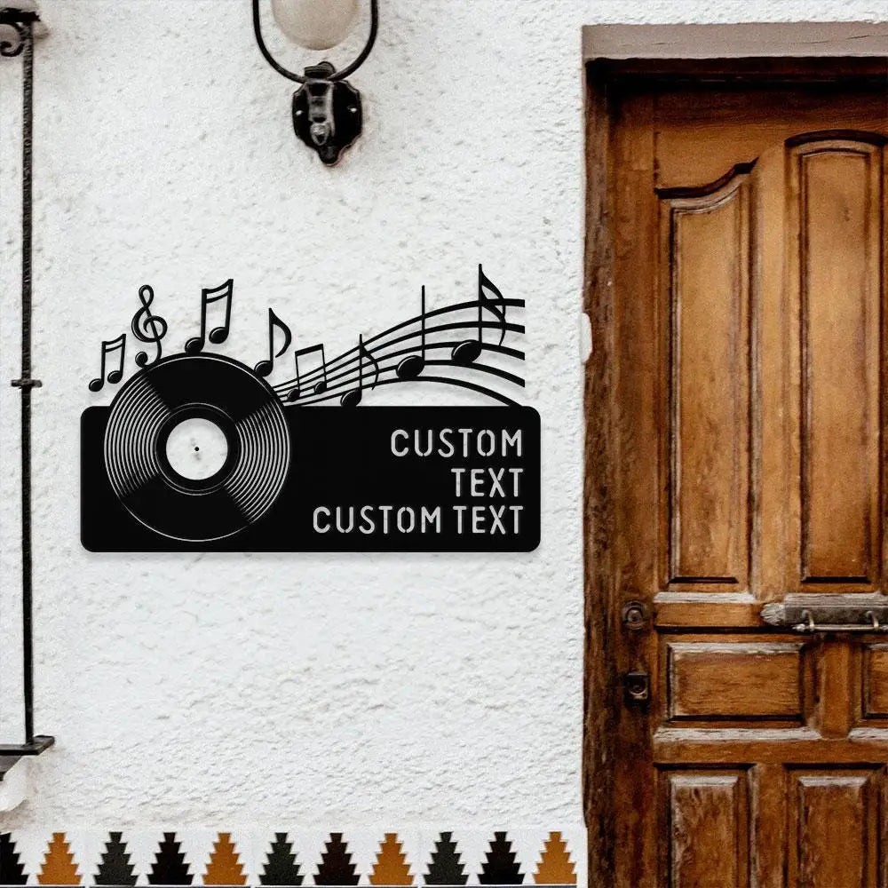 Gramophone Address Metal Sign Personalized Family Name Metal Sign Outdoor Door Decor Address Wall Art Perfect Gift for