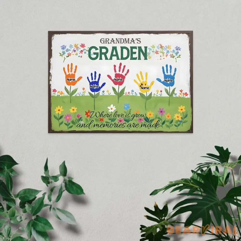 Grandma’s Garden Custom Metal Sign - Garden Yard Decor - Personalized Name Garden Stake Grandma’s Garden Art Metal Yard