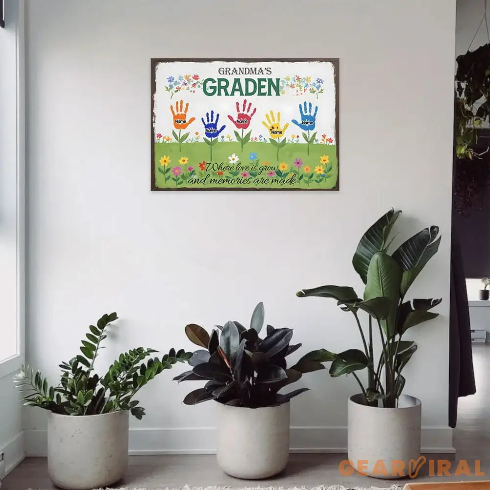 Grandma’s Garden Custom Metal Sign - Garden Yard Decor - Personalized Name Garden Stake Grandma’s Garden Art Metal Yard