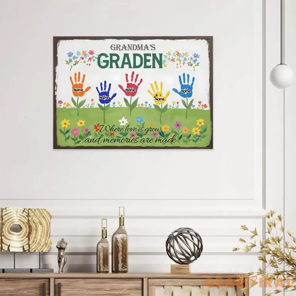 Grandma’s Garden Custom Metal Sign - Garden Yard Decor - Personalized Name Garden Stake Grandma’s Garden Art Metal Yard