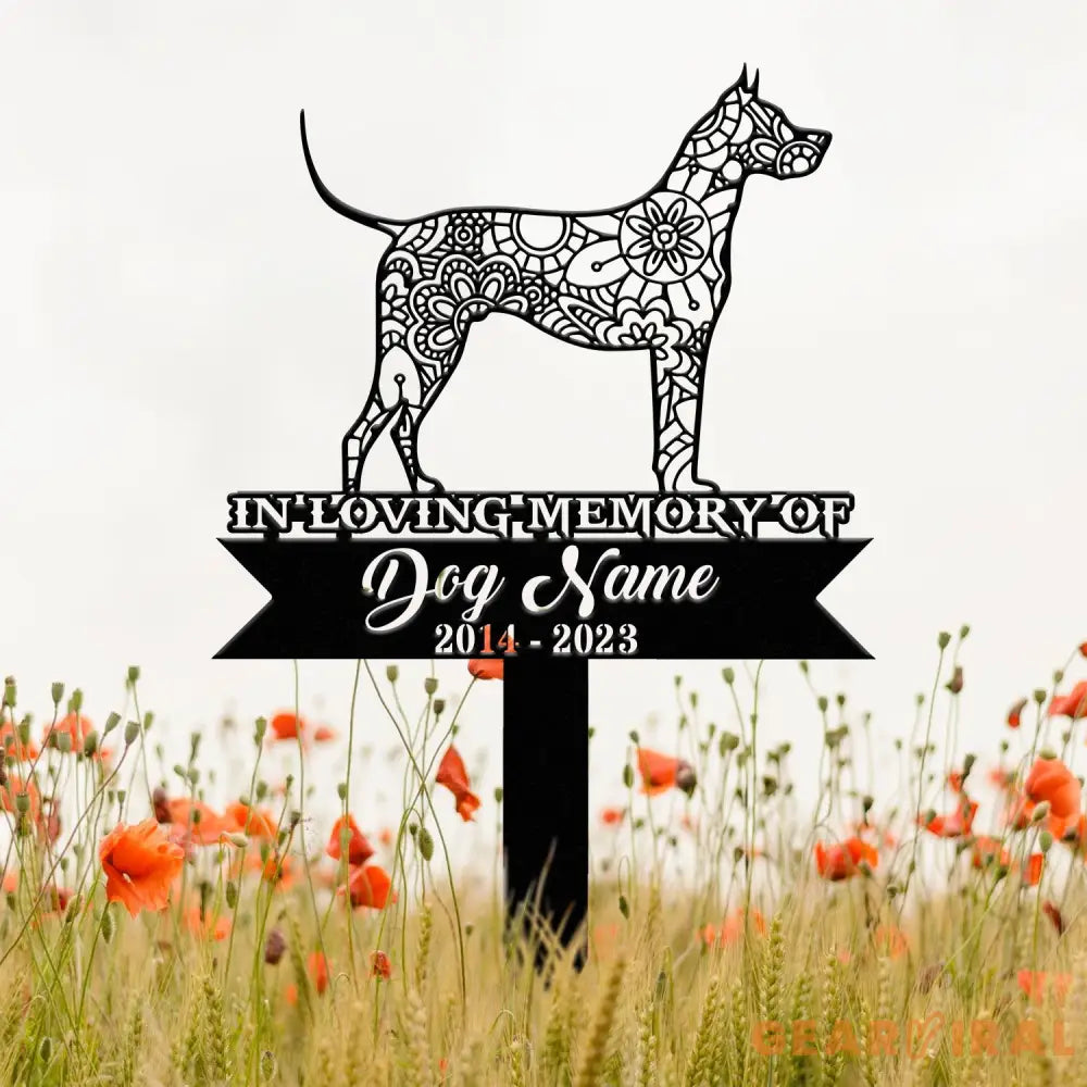 Great Dane Mandala Garden Stake Metal Zentangle Dog Yard Art Pet Loss Memorial Custom Great Dane Grave Marker Dog