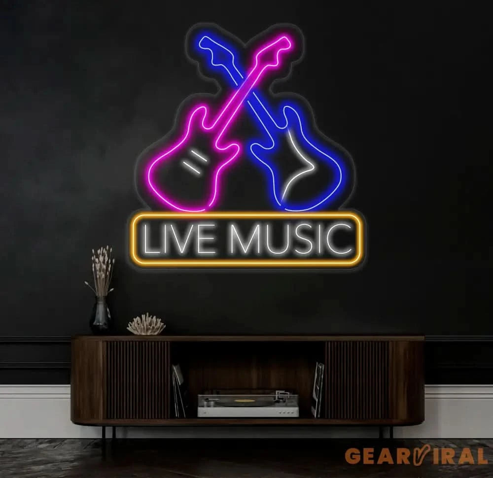 Guitar Name Custom LED Neon Sign Guitar Name Sign Kid’s Music Decor Live Music Studio Wall Decor Kids Name Sign Gifts