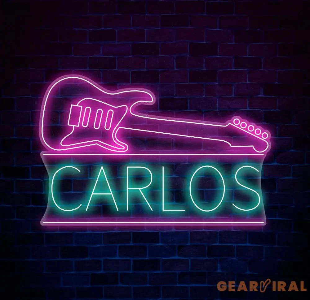 Guitar Name Custom LED Neon Sign Guitar Name Sign Kid’s Music Decor Live Music Studio Wall Decor Kids Name Sign Gifts
