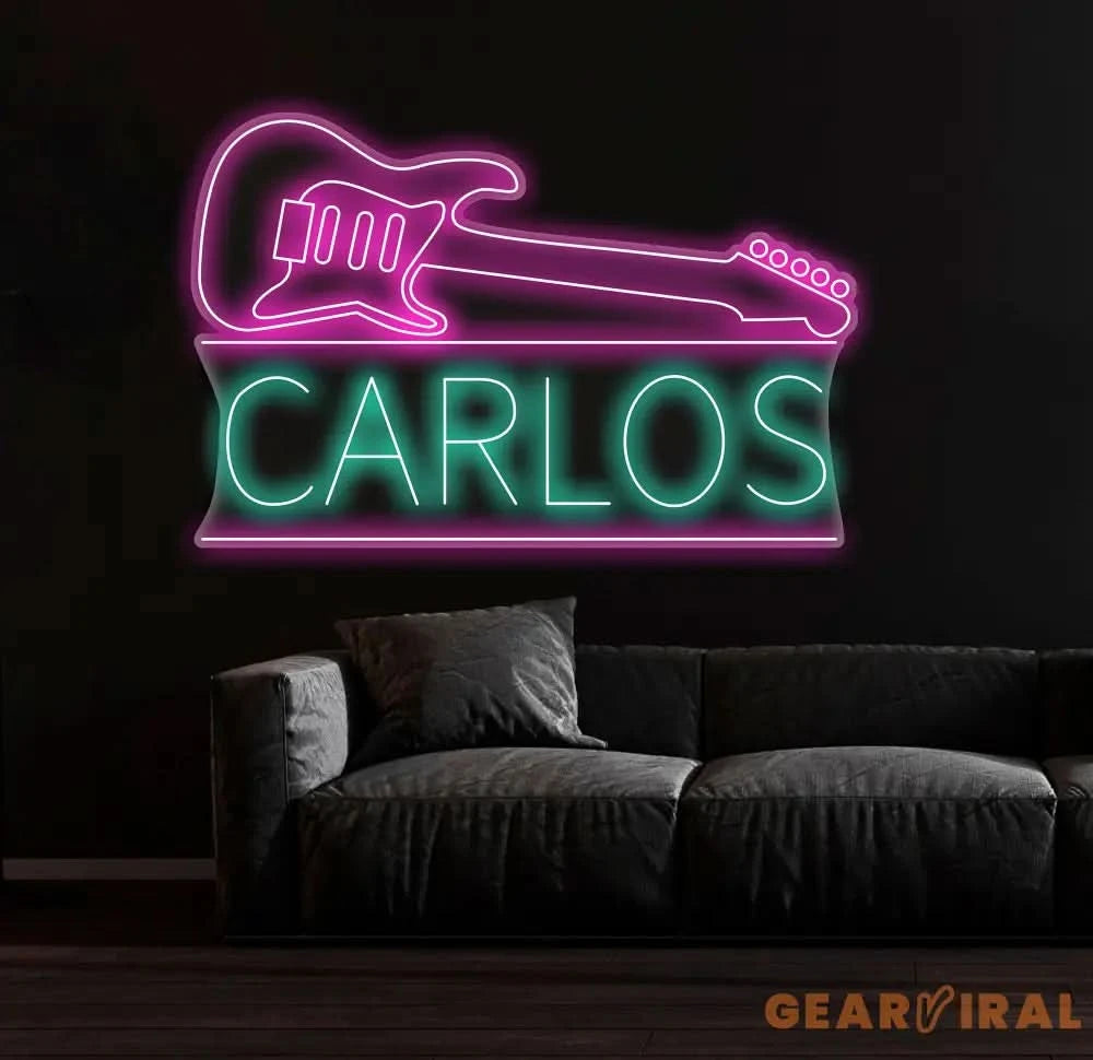 Guitar Name Custom LED Neon Sign Guitar Name Sign Kid’s Music Decor Live Music Studio Wall Decor Kids Name Sign Gifts