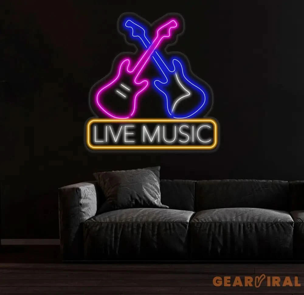 Guitar Name Custom LED Neon Sign Guitar Name Sign Kid’s Music Decor Live Music Studio Wall Decor Kids Name Sign Gifts