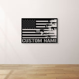 Gun American Flag Metal Wall Art with Led Light, 2nd Amendment, Patriotic Sign, Armory Sign Gun Lover Gift, Veteran Gift, Military Gift