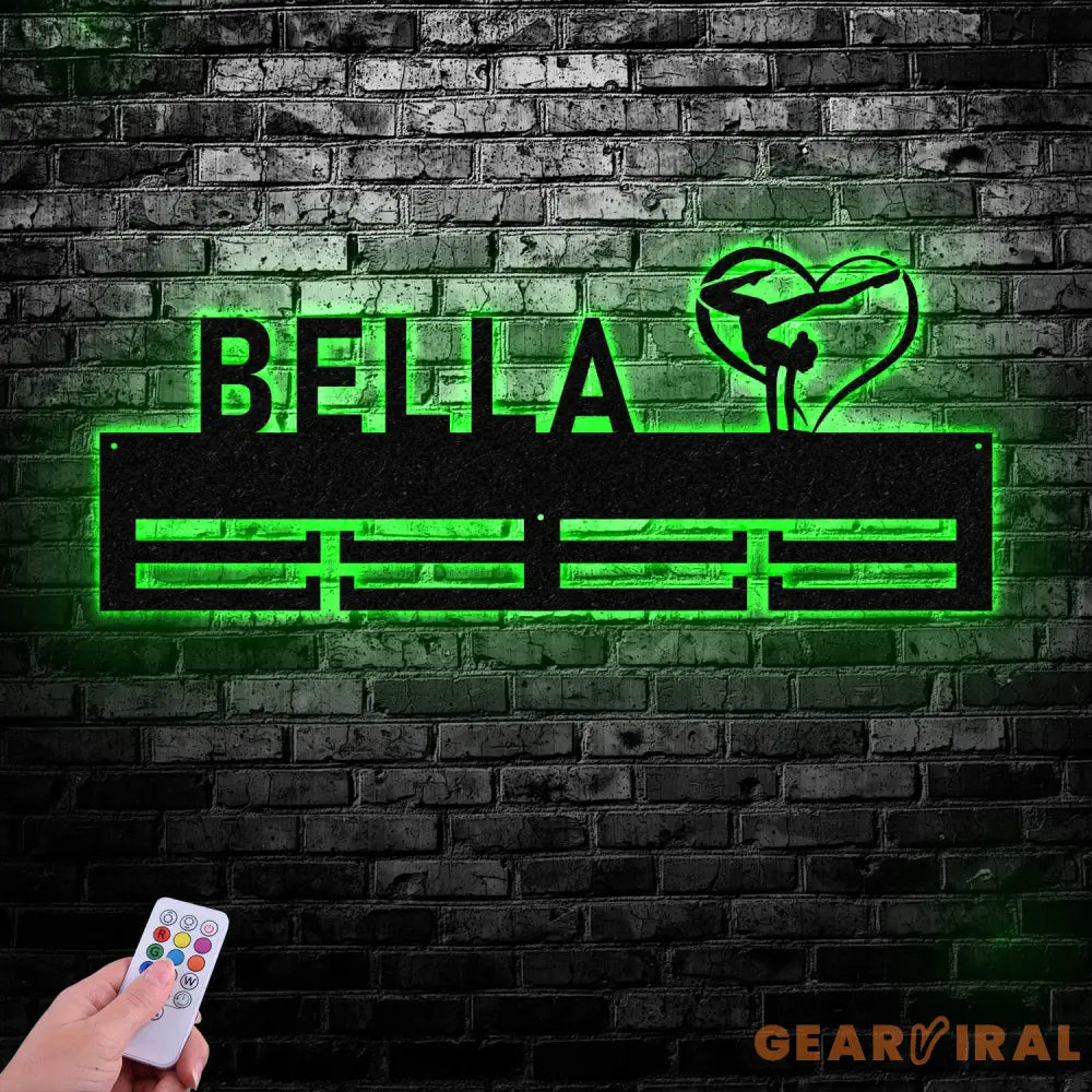 Gymnastics Medal Holder with Custom Name Personalized Gymnast Medal Hanger,12 Rungs for Medals & Ribbons Gymnast Medal