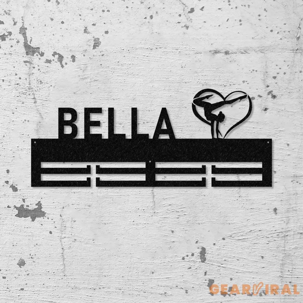 Gymnastics Medal Holder with Custom Name Personalized Gymnast Medal Hanger,12 Rungs for Medals & Ribbons Gymnast Medal