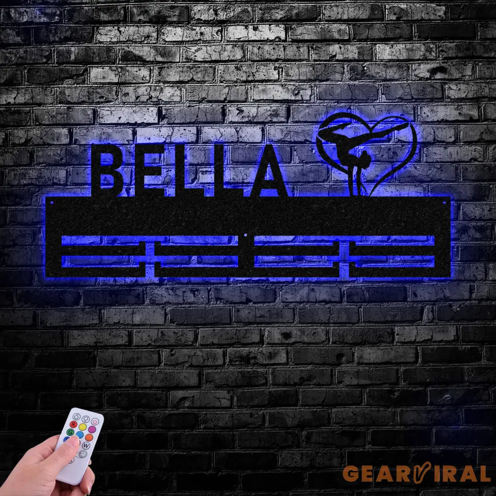 Gymnastics Medal Holder with Custom Name Personalized Gymnast Medal Hanger,12 Rungs for Medals & Ribbons Gymnast Medal