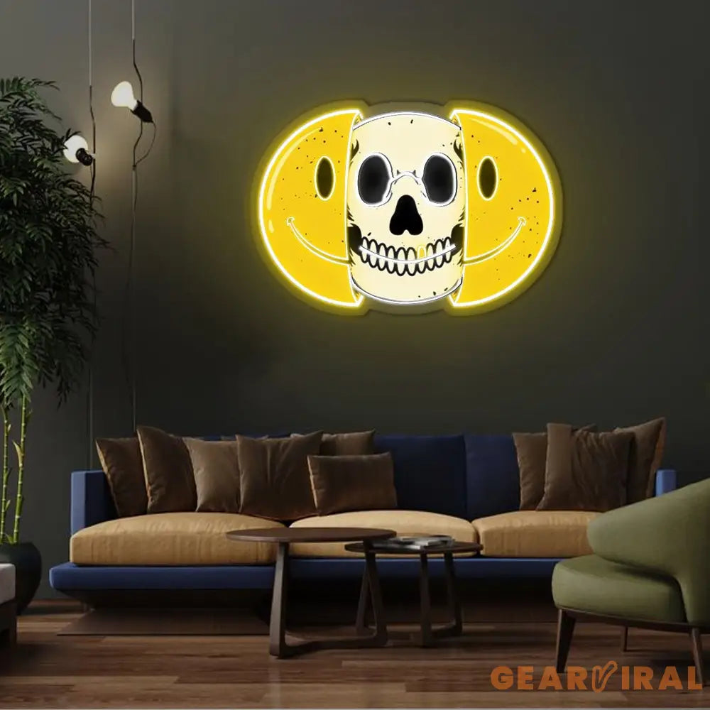 Half Skull Emoticons Neon Sign x Acrylic Artwork