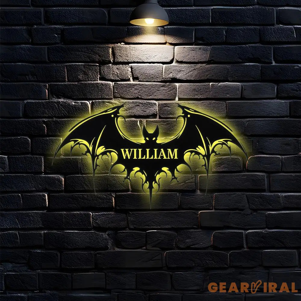 Halloween Bat Metal LED Sign Halloween Bat Family Name Sign Personalized Split Letter Last Name Halloween Sign Outdoor