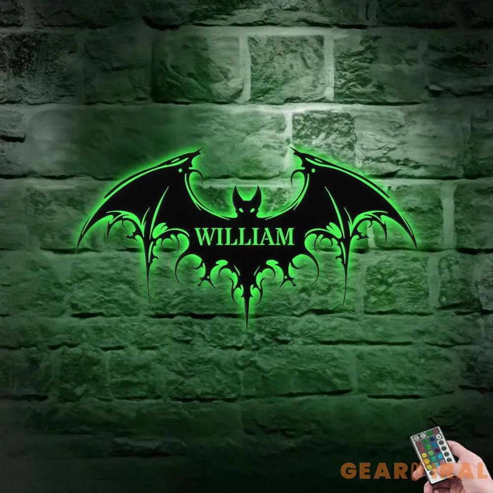 Halloween Bat Metal LED Sign Halloween Bat Family Name Sign Personalized Split Letter Last Name Halloween Sign Outdoor