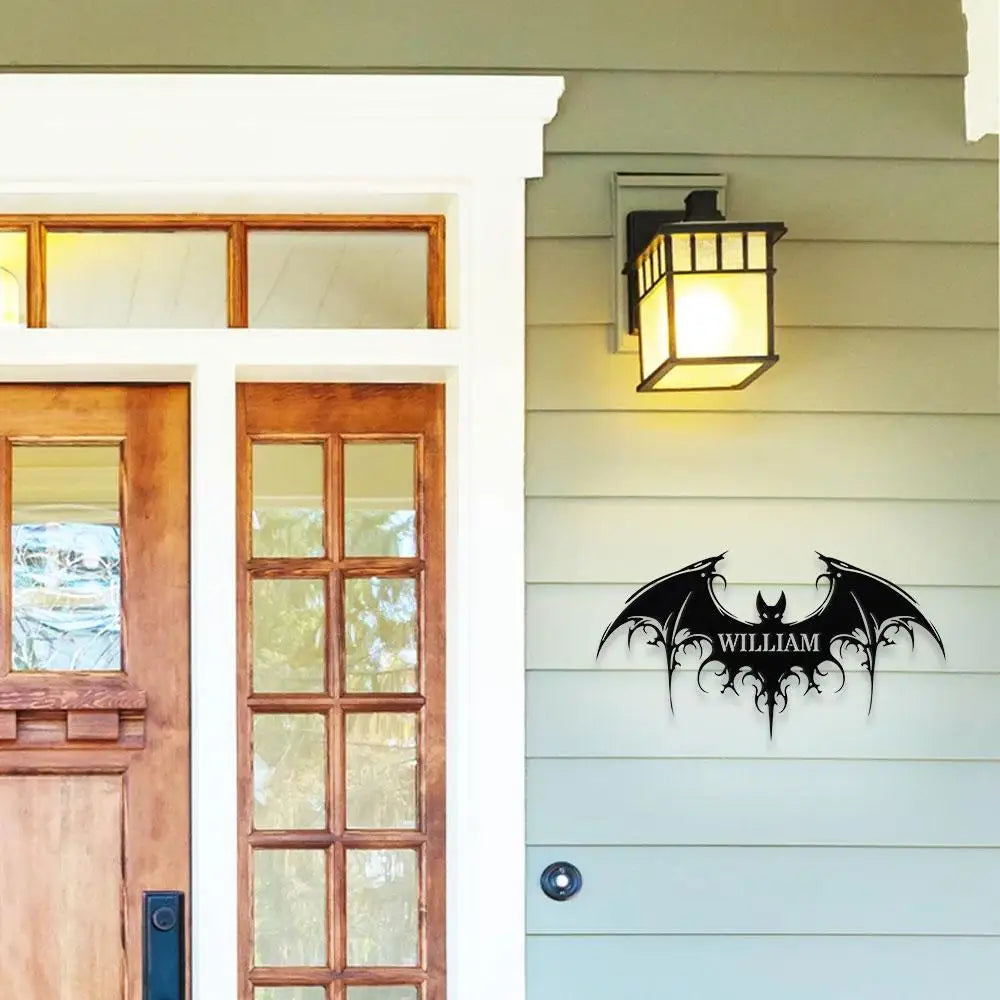 Halloween Bat Metal LED Sign Halloween Bat Family Name Sign Personalized Split Letter Last Name Halloween Sign Outdoor