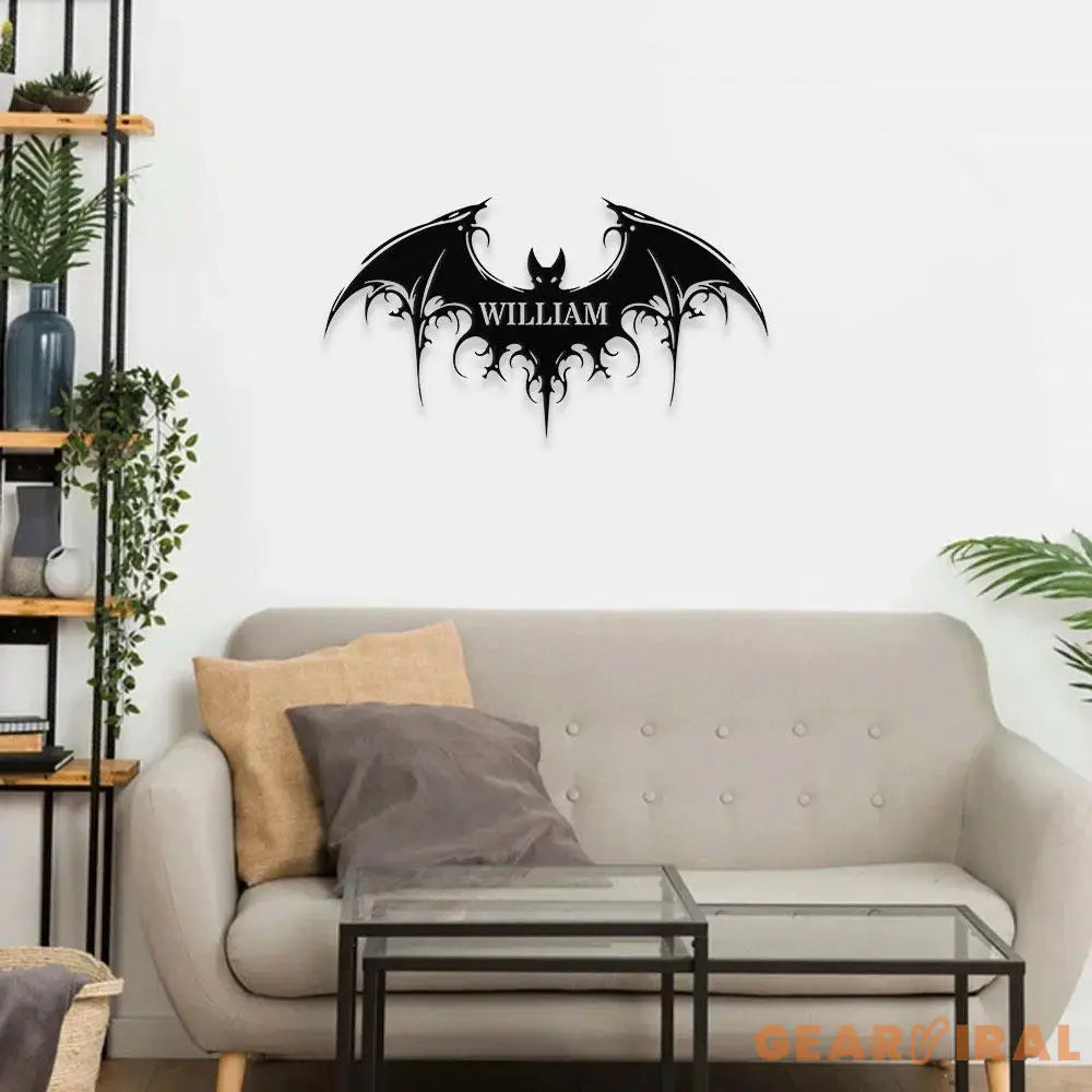 Halloween Bat Metal LED Sign Halloween Bat Family Name Sign Personalized Split Letter Last Name Halloween Sign Outdoor