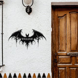 Halloween Bat Metal LED Sign Halloween Bat Family Name Sign, Personalized Split Letter Last Name, Halloween Sign, Outdoor Door Monogram
