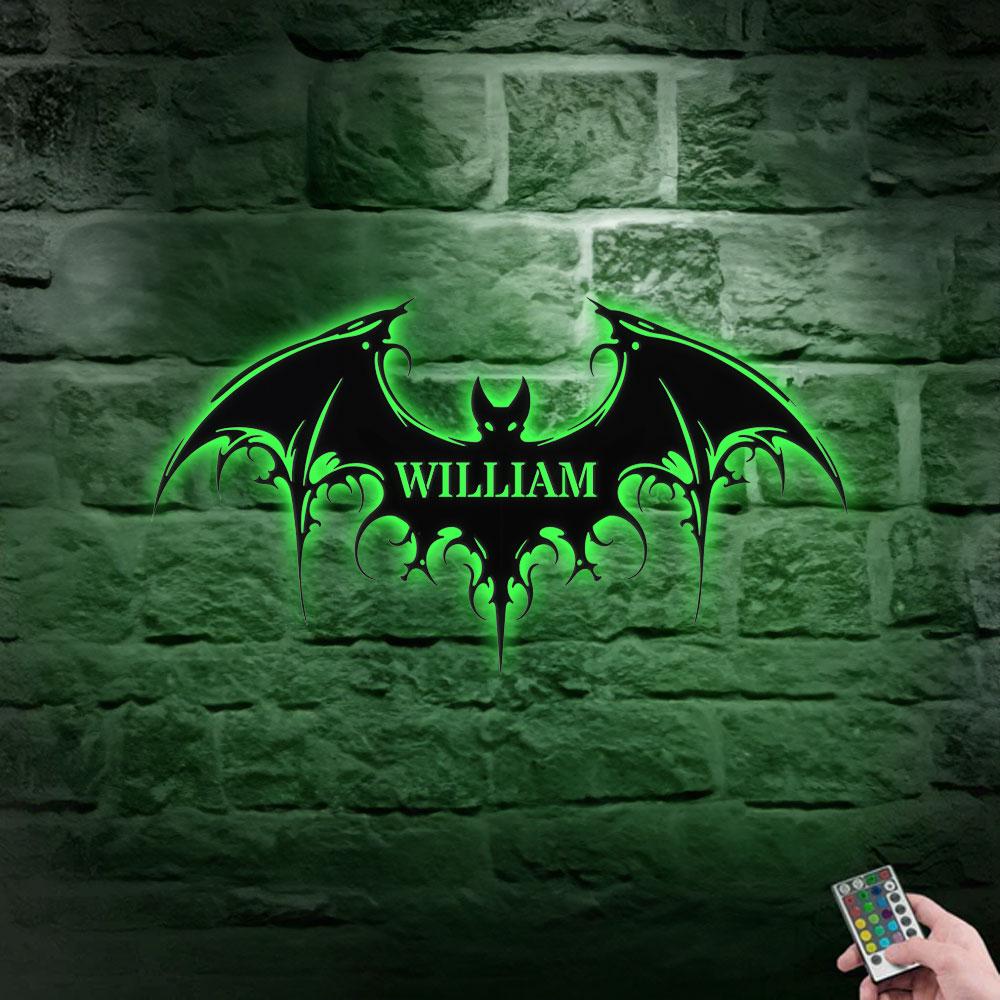 Halloween Bat Metal LED Sign Halloween Bat Family Name Sign, Personalized Split Letter Last Name, Halloween Sign, Outdoor Door Monogram