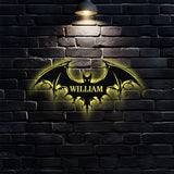 Halloween Bat Metal LED Sign Halloween Bat Family Name Sign, Personalized Split Letter Last Name, Halloween Sign, Outdoor Door Monogram