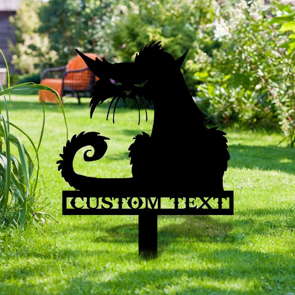 Halloween Metal Sign Black Cat Garden Metal Stake, Personalized  Family Name Yard Sign, Outdoor Door Garden Decor, Garden Art, Housewarming