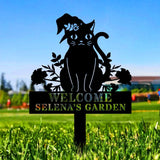 Halloween Metal Sign Black Cat Garden Metal Stake, Personalized  Family Name Yard Sign, Outdoor Door Garden Decor, Garden Art, Housewarming