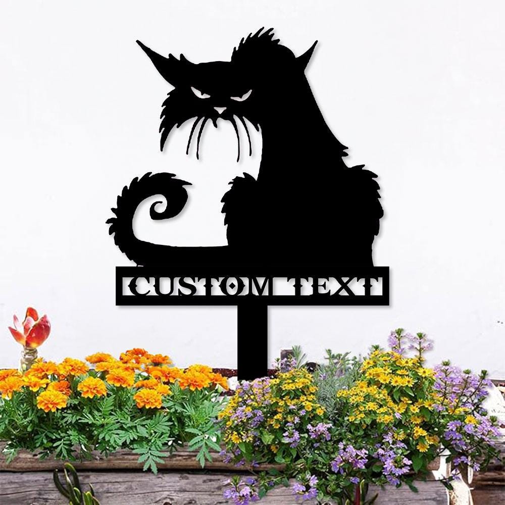 Halloween Metal Sign Black Cat Garden Metal Stake, Personalized  Family Name Yard Sign, Outdoor Door Garden Decor, Garden Art, Housewarming