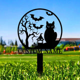 Halloween Metal Sign Black Cat Garden Metal Stake, Personalized  Family Name Yard Sign, Outdoor Door Garden Decor, Garden Art, Housewarming