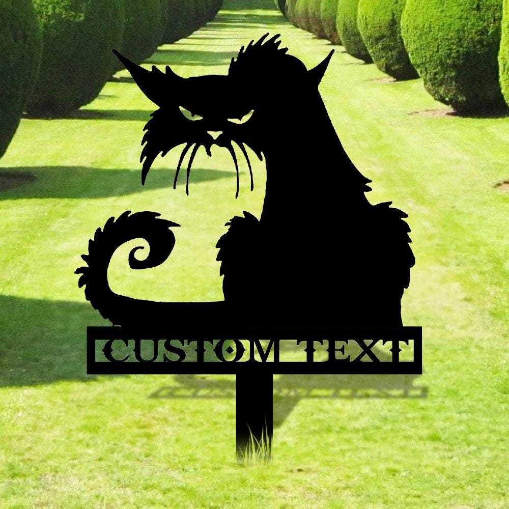 Halloween Metal Sign Black Cat Garden Metal Stake, Personalized  Family Name Yard Sign, Outdoor Door Garden Decor, Garden Art, Housewarming