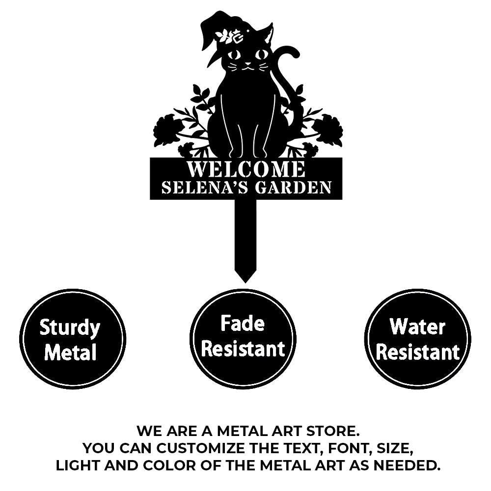 Halloween Metal Sign Black Cat Garden Metal Stake, Personalized  Family Name Yard Sign, Outdoor Door Garden Decor, Garden Art, Housewarming