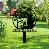 Halloween Metal Sign Black Cat Garden Metal Stake, Personalized  Family Name Yard Sign, Outdoor Door Garden Decor, Garden Art, Housewarming