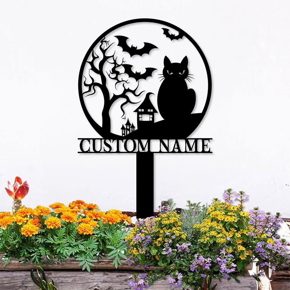 Halloween Metal Sign Black Cat Garden Metal Stake, Personalized  Family Name Yard Sign, Outdoor Door Garden Decor, Garden Art, Housewarming