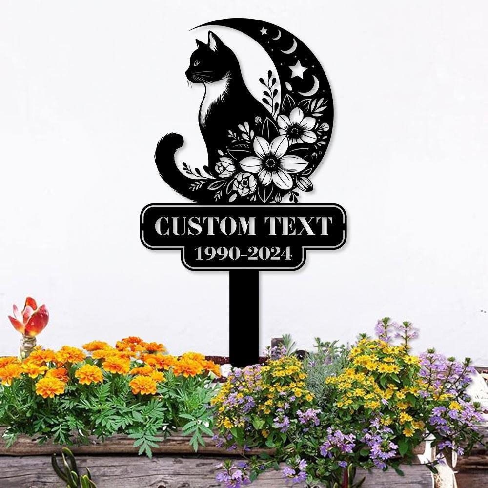Halloween Metal Sign Black Cat Garden Metal Stake, Personalized  Family Name Yard Sign, Outdoor Door Garden Decor, Garden Art, Housewarming