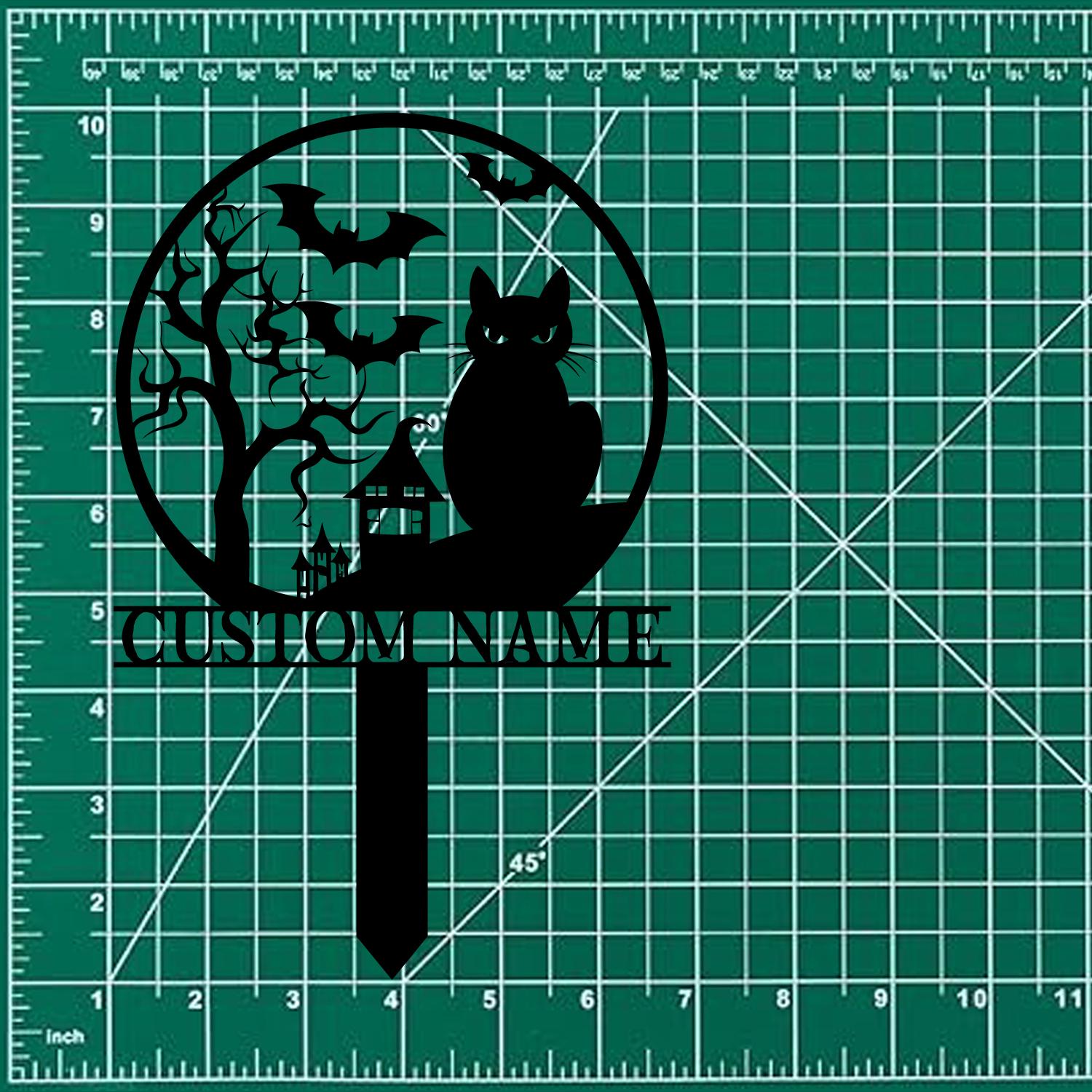 Halloween Metal Sign Black Cat Garden Metal Stake, Personalized  Family Name Yard Sign, Outdoor Door Garden Decor, Garden Art, Housewarming