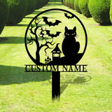 Halloween Metal Sign Black Cat Garden Metal Stake, Personalized  Family Name Yard Sign, Outdoor Door Garden Decor, Garden Art, Housewarming