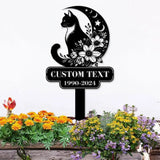 Halloween Metal Sign Black Cat Garden Metal Stake Personalized Family Name Yard Sign Outdoor Door Garden Decor Garden