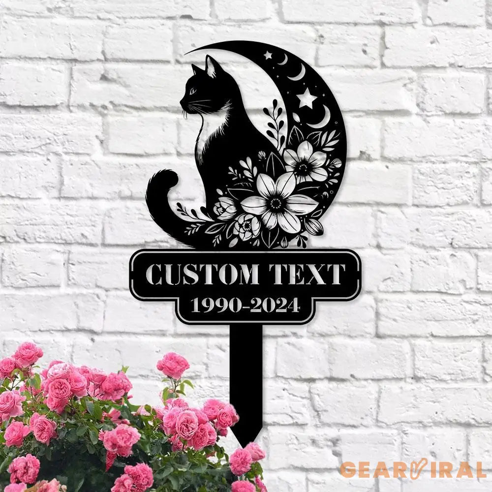 Halloween Metal Sign Black Cat Garden Metal Stake Personalized Family Name Yard Sign Outdoor Door Garden Decor Garden