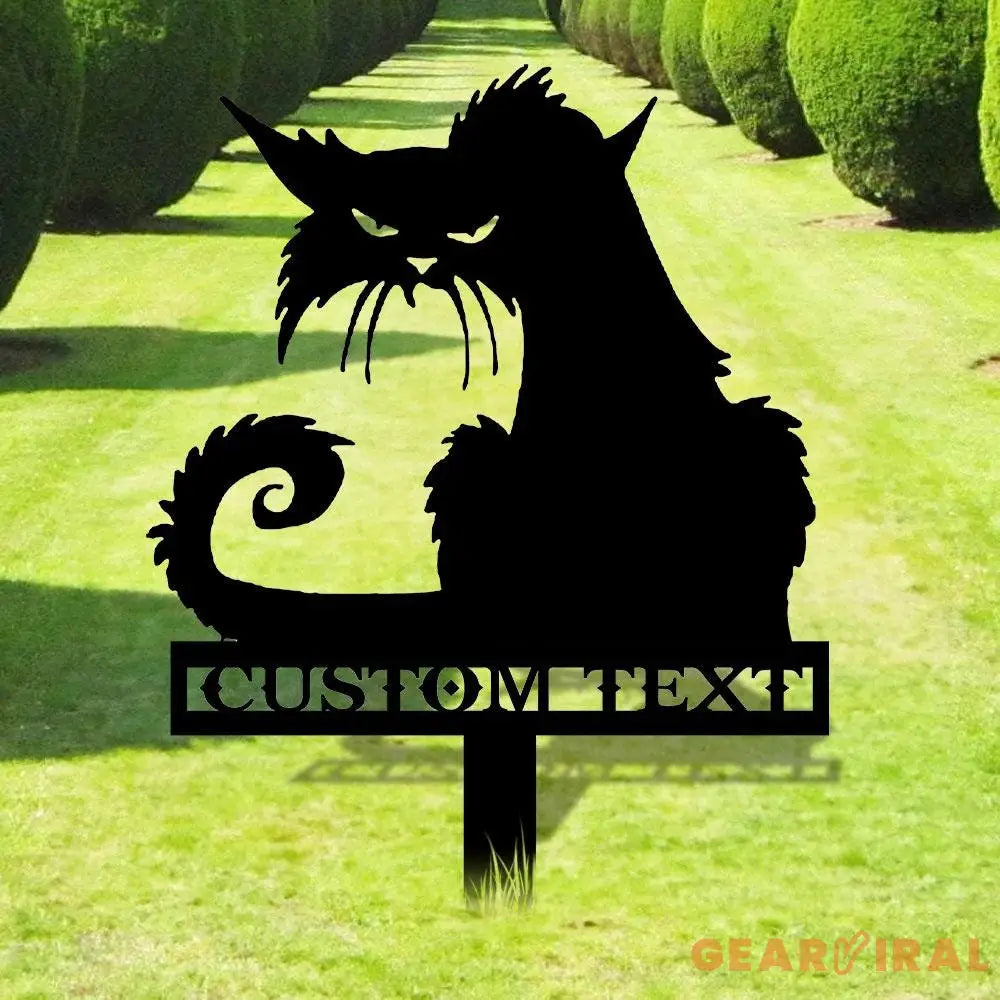 Halloween Metal Sign Black Cat Garden Metal Stake Personalized Family Name Yard Sign Outdoor Door Garden Decor Garden