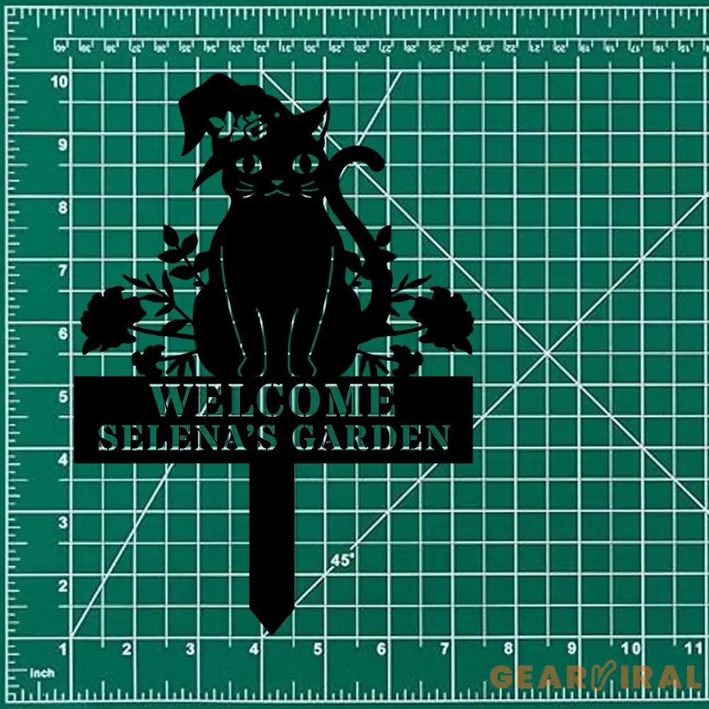 Halloween Metal Sign Black Cat Garden Metal Stake Personalized Family Name Yard Sign Outdoor Door Garden Decor Garden